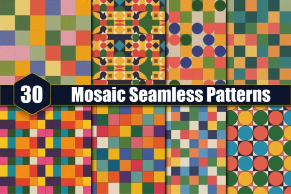 30 Mosaic Seamless Patterns: Elevate Your Creative Projects with High-Quality Digital Assets