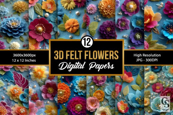 3D Colorful Beaded Felt Flowers Patterns: Elevating Your Craft Projects with Digital Precision