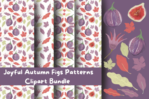 Autumn Figs Patterns Clipart Bundle