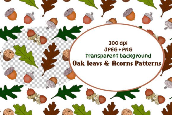 Autumn Oak Leaves Acorns Patterns