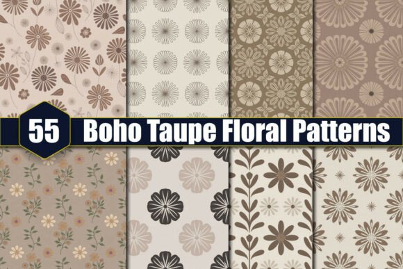 Boho Taupe Floral Patterns: A Versatile Digital Asset for Creative Projects