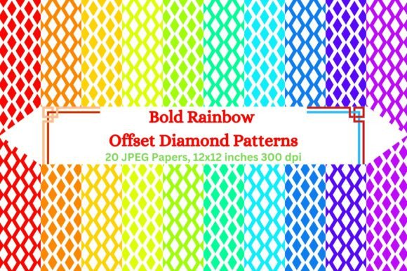 Bold Rainbow Offset Diamond Patterns