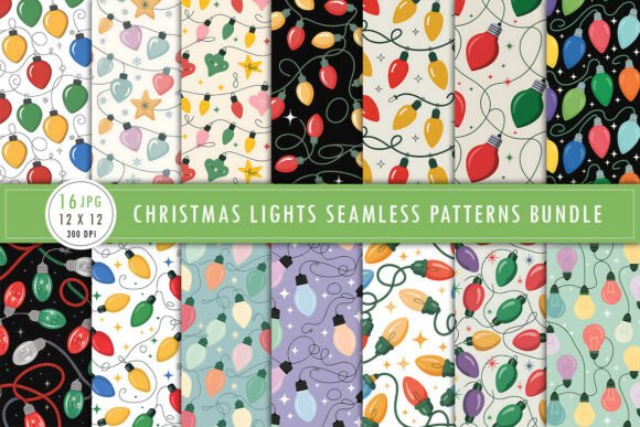 Christmas Lights Seamless Patterns