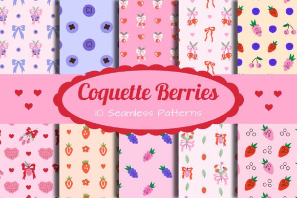 Coquette Berries Seamless Patterns: Elevate Your Designs with Romantic Aesthetic Charm