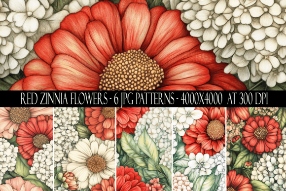 Elevate Your Creative Projects with Red Zinnia Flower Seamless Patterns