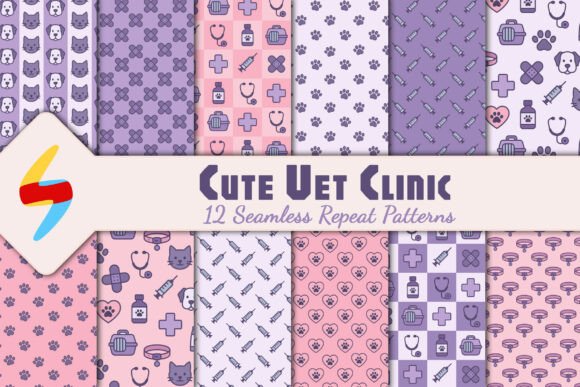 Elevating Pet-Centric Branding with Cute Vet Clinic Seamless Patterns