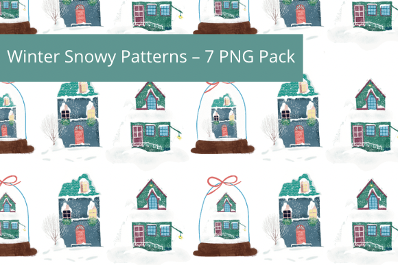 Elevating Winter Branding and Creative Projects with the Winter Snowy Patterns – 7 PNG Pack