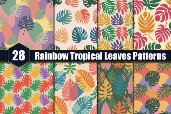 Embrace Vibrancy: A Comprehensive Guide to Using 28 Rainbow Tropical Leaves Patterns in Your Creative Projects