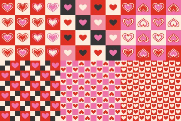 Geometrical Valentine Patterns Set: Modern Design Assets