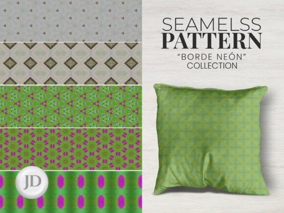 Green Neon Border Seamless Patterns