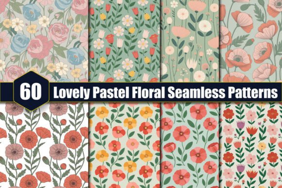 Lovely Pastel Floral Seamless Patterns