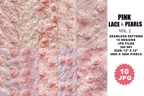 Pink Lace Pearls Seamless Patterns