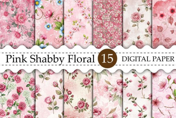 Pink Shabby Floral Seamless Patterns