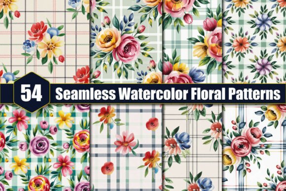Seamless Watercolor Floral Patterns: Digital Design Assets