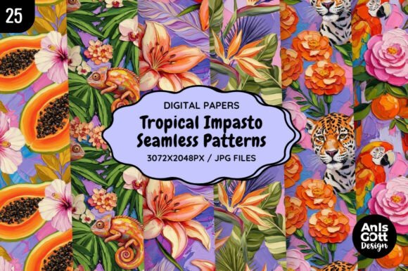 Tropical Impasto Seamless Patterns