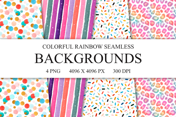 Vibrant Rainbow Seamless Patterns & Digital Papers