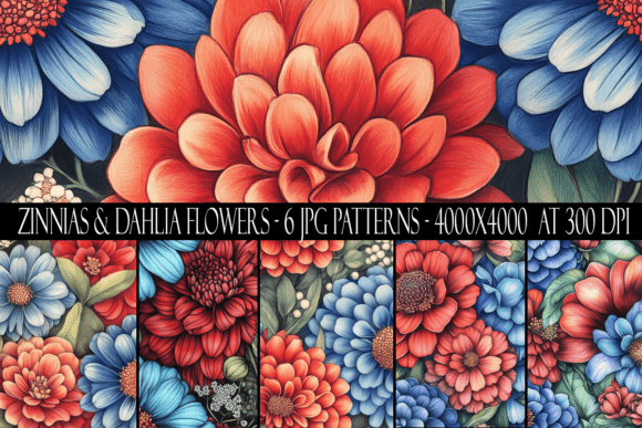 Zinnias and Dahlia Flower Patterns: Elevating Design with Botanical Elegance
